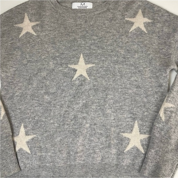 Magaschoni 100% Cashmere Star Knit Gray Sweater Medium - Picture 8 of 10